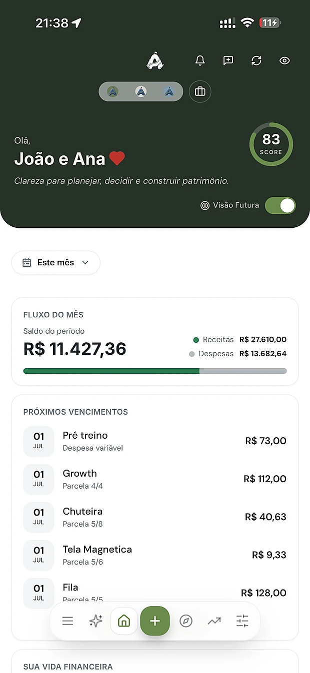 Painel do Atlas no celular