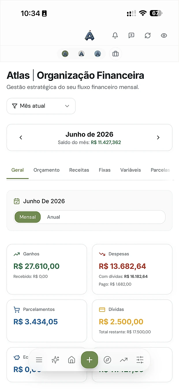 Organização de gastos no Atlas